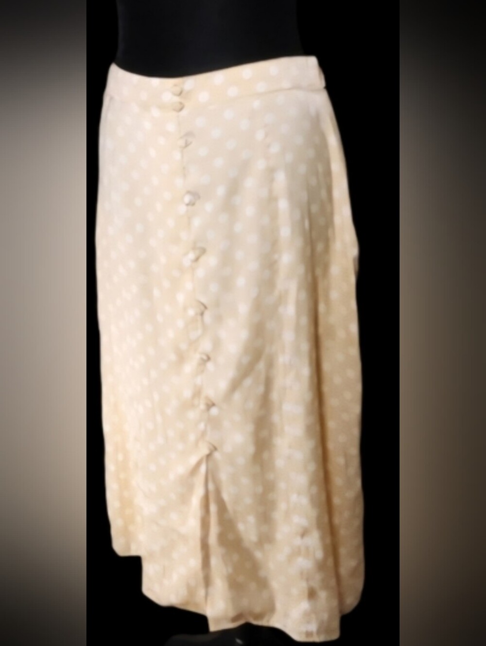 Aline Vintage inspired butter yellow polka dot Midi skirt size small